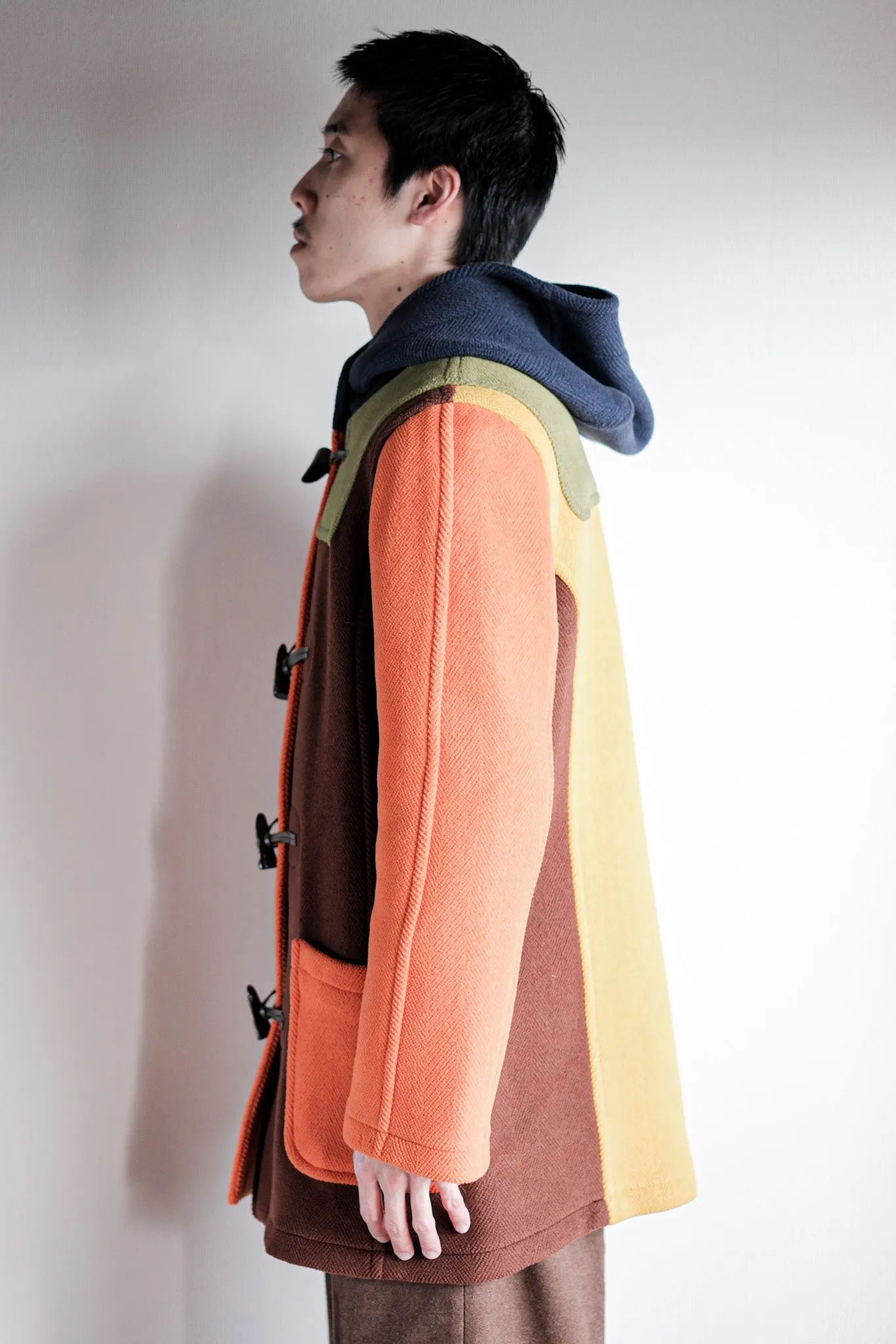 【~90's】Old INVERTERE Crazy Pattern Wool Duffle Coat "Moorbrook"