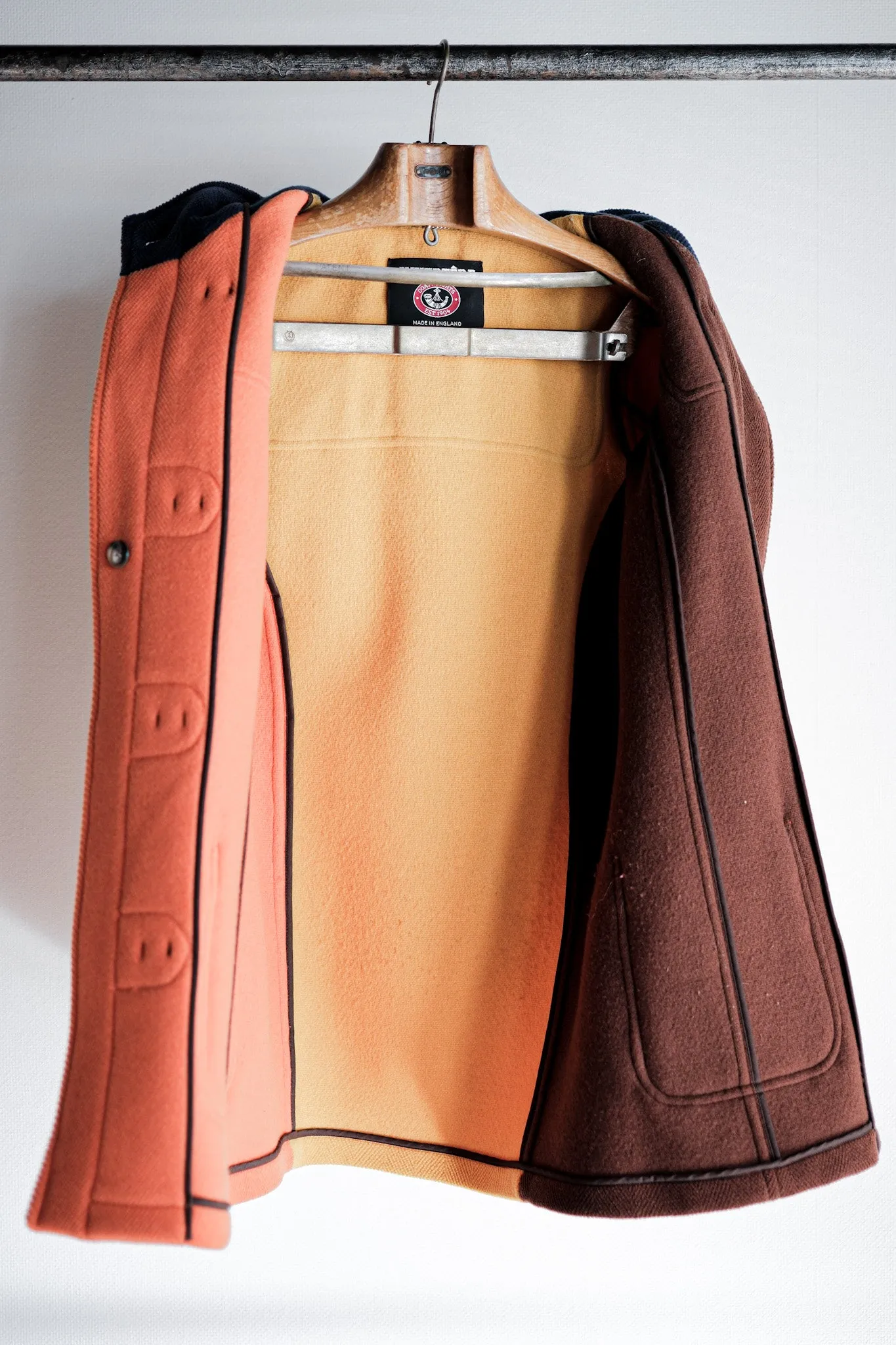 【~90's】Old INVERTERE Crazy Pattern Wool Duffle Coat "Moorbrook"
