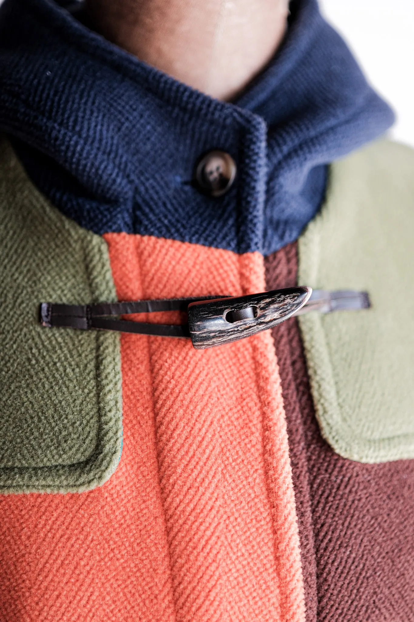 【~90's】Old INVERTERE Crazy Pattern Wool Duffle Coat "Moorbrook"