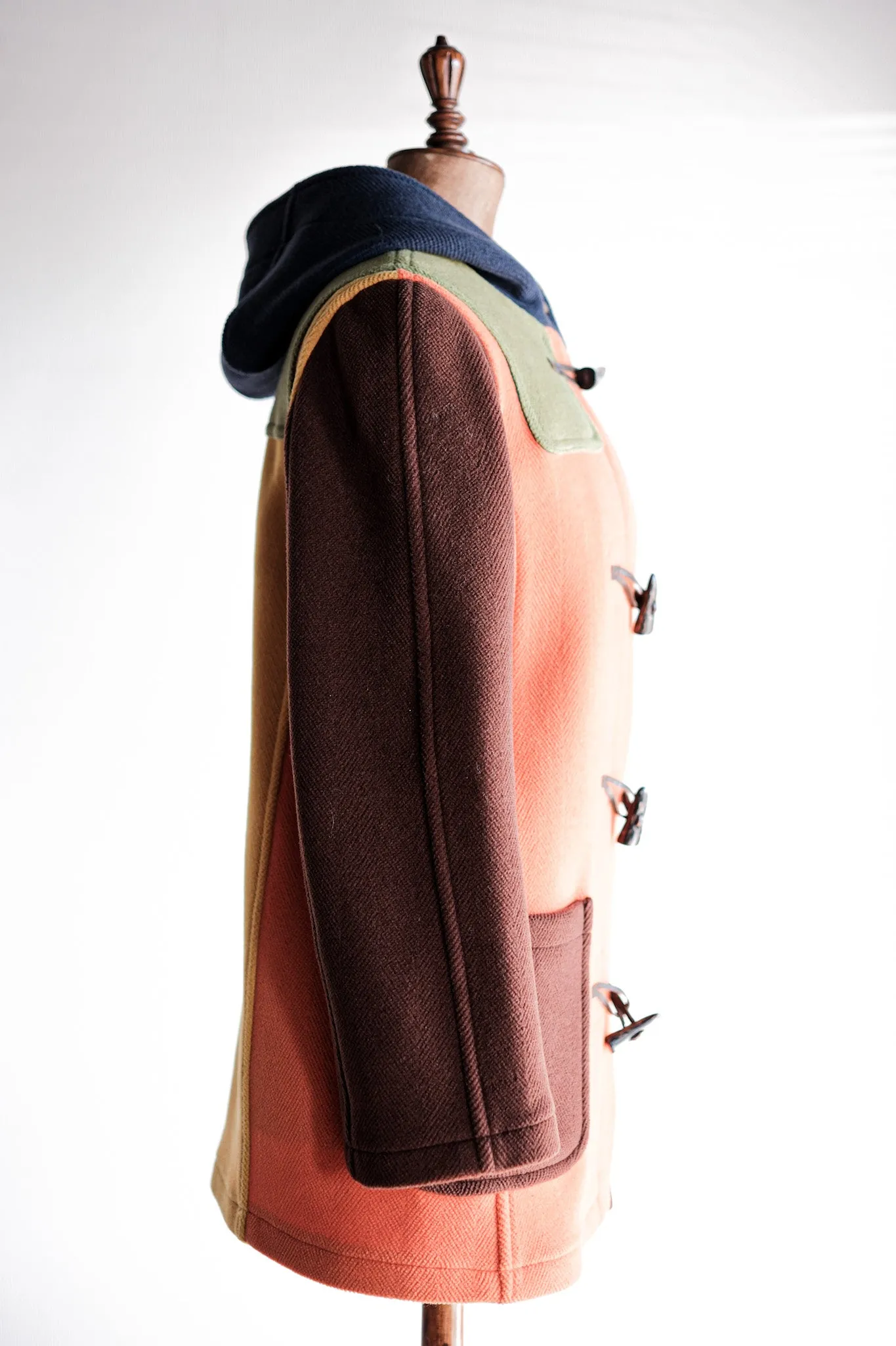 【~90's】Old INVERTERE Crazy Pattern Wool Duffle Coat "Moorbrook"