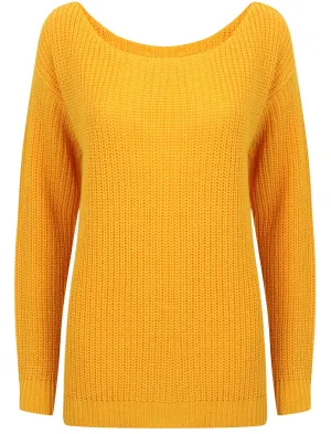 Amelia Off The Shoulder Knitted Jumper in Mustard - Tokyo Laundry