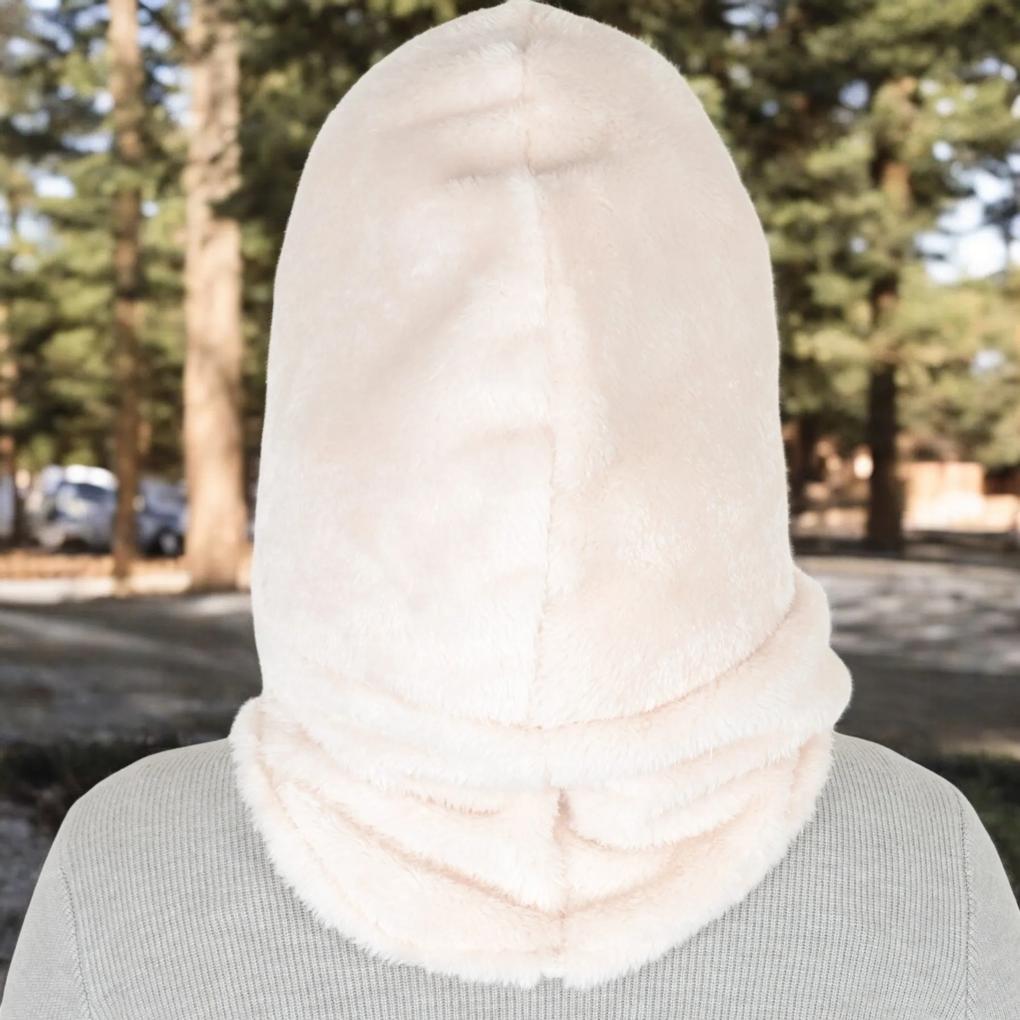 Anna-Kaci Women's Faux Shearling Hooded Scarf with Adjustable Drawstrings and Extended Neck Coverage