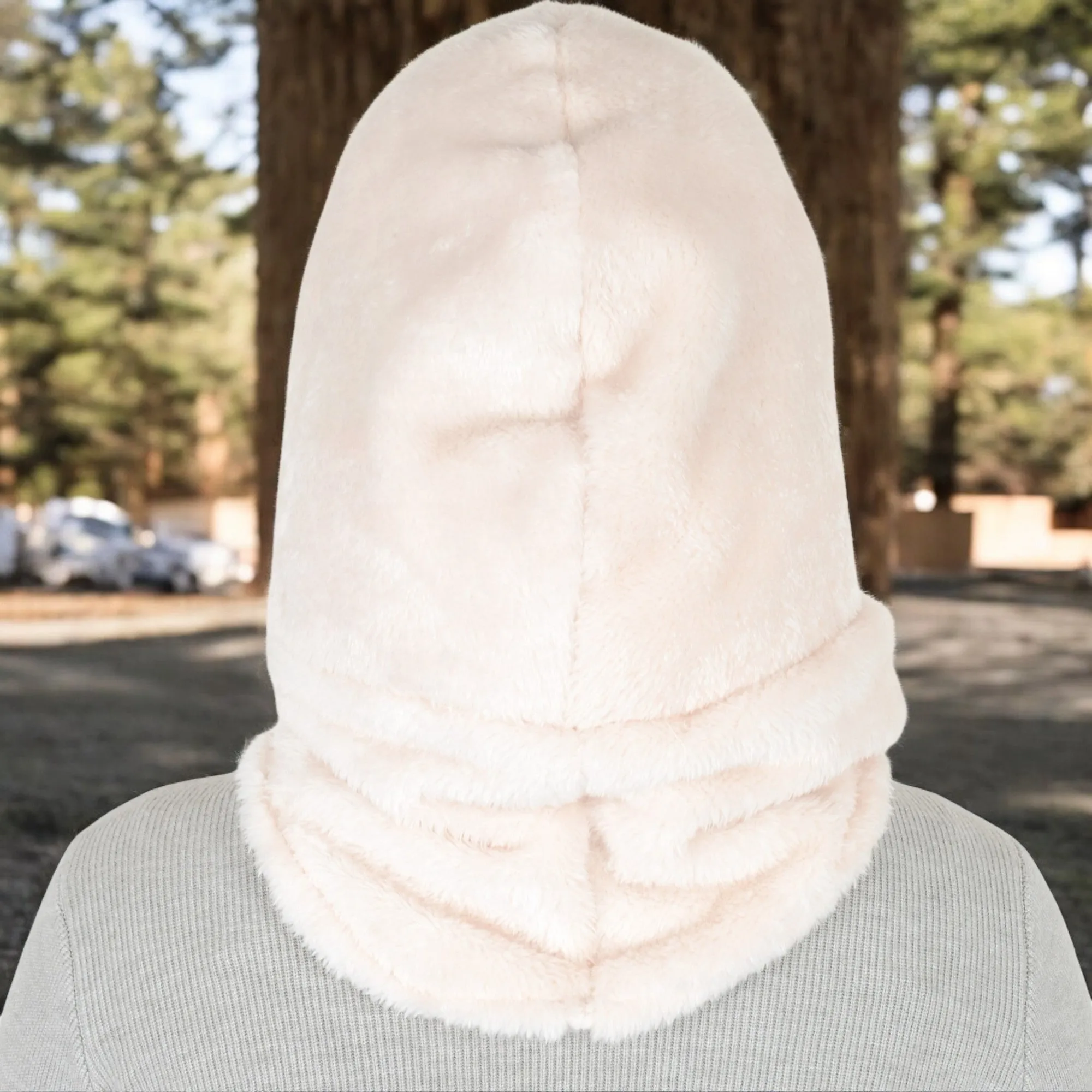 Anna-Kaci Women's Faux Shearling Hooded Scarf with Adjustable Drawstrings and Extended Neck Coverage
