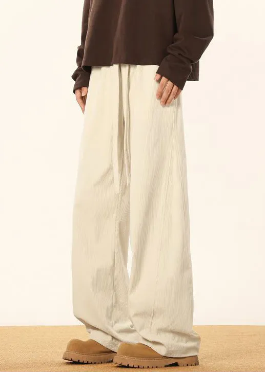 Apricot Pockets Corduroy Mens Pants Elastic Waist Spring RM053