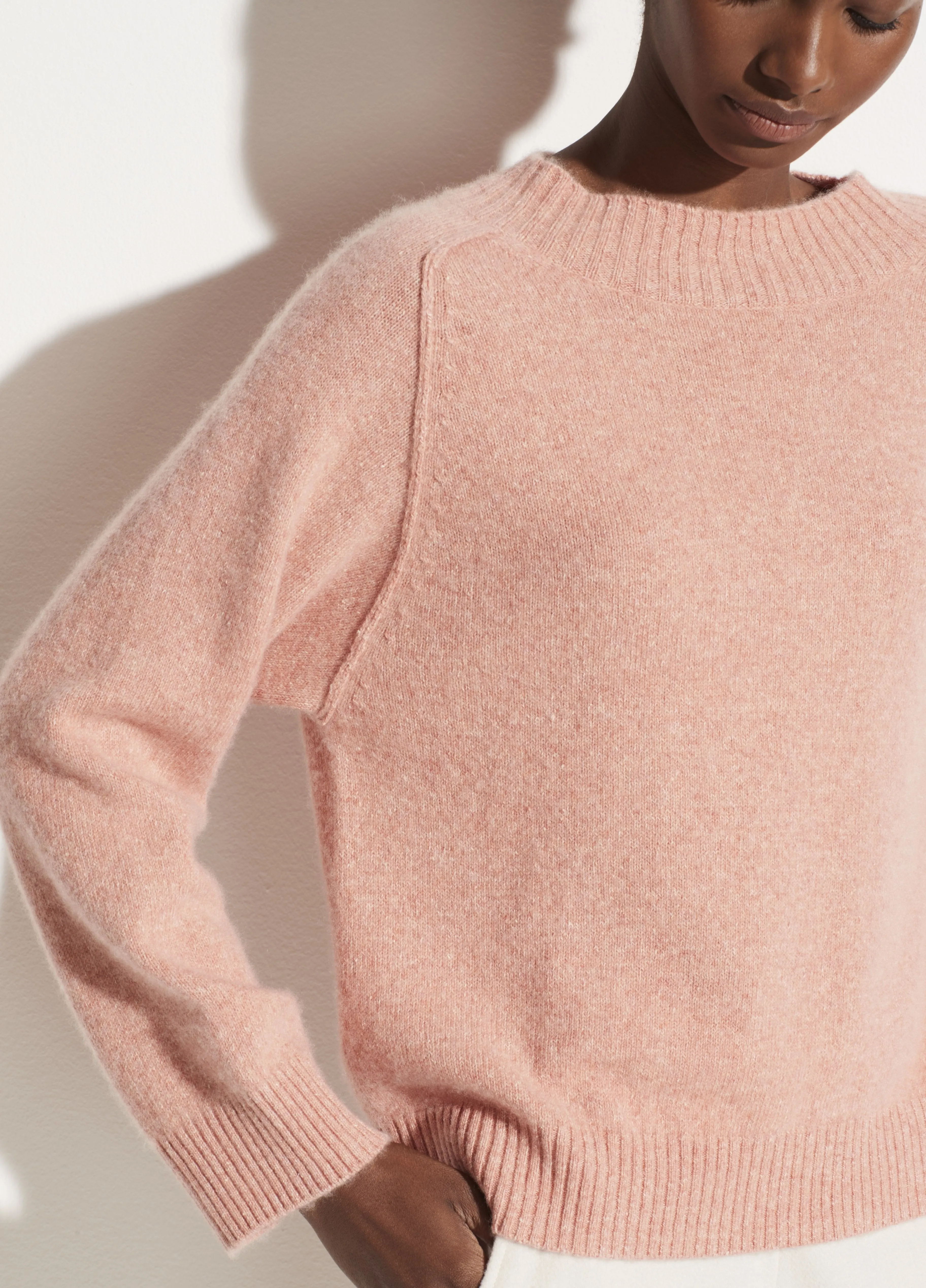 Band Collar Raglan Pullover in Peach Blossom