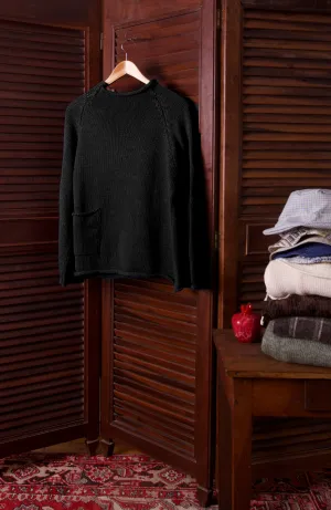 Black Cotton Fisherman Sweater, - 2nd prototype Size Medium