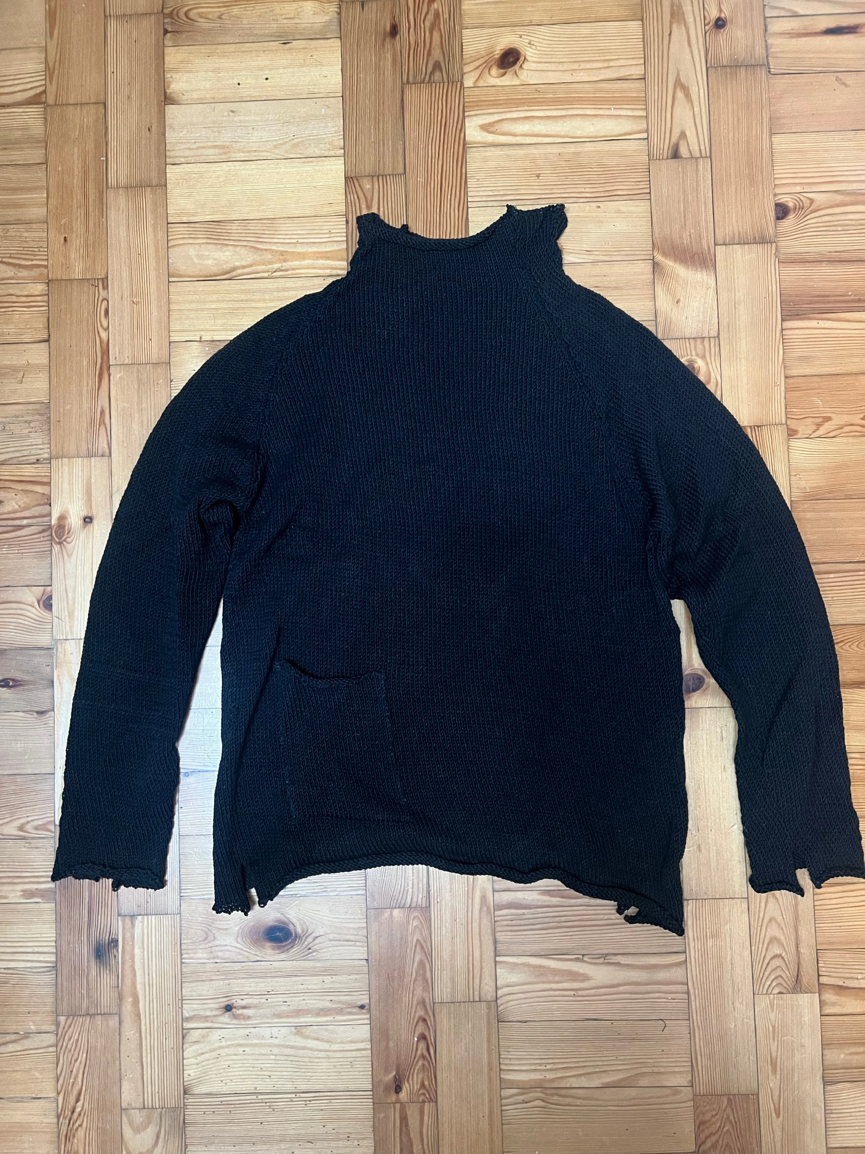 Black Cotton Fisherman Sweater, - 2nd prototype Size Medium