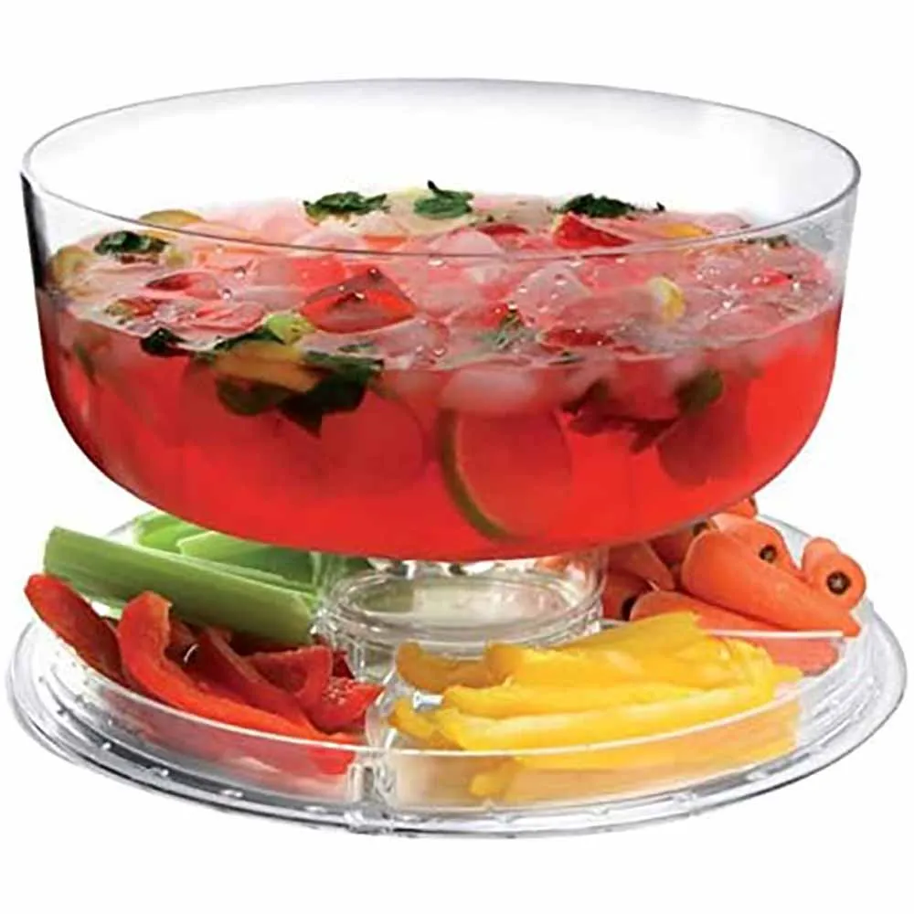 Break Resistant Multifunctional 4 in 1 Acrylic Plastic Cake Stand with Cover, Appetizers Serving Plate Set - 12" Dia