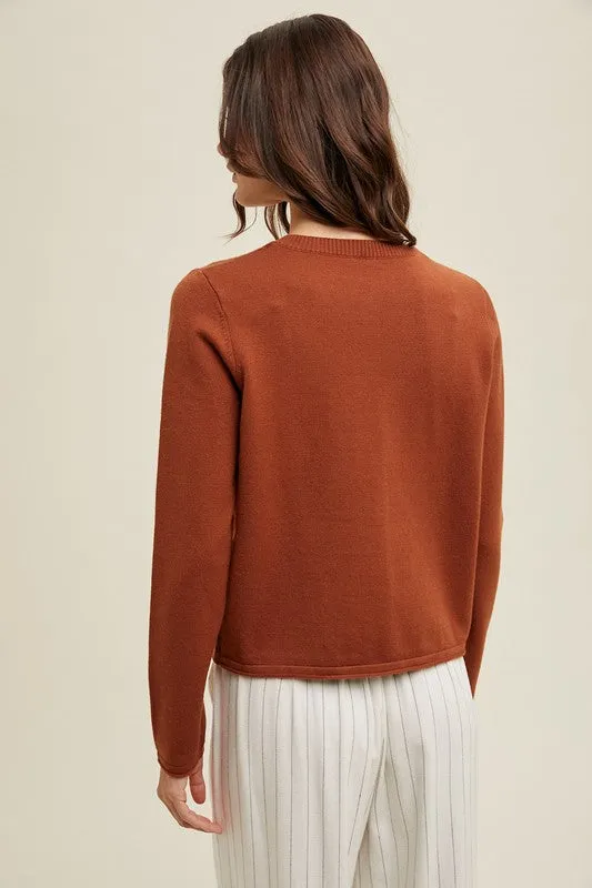 Brushed Button Up Cardigan - Hazelnut