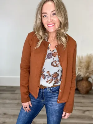 Brushed Button Up Cardigan - Hazelnut