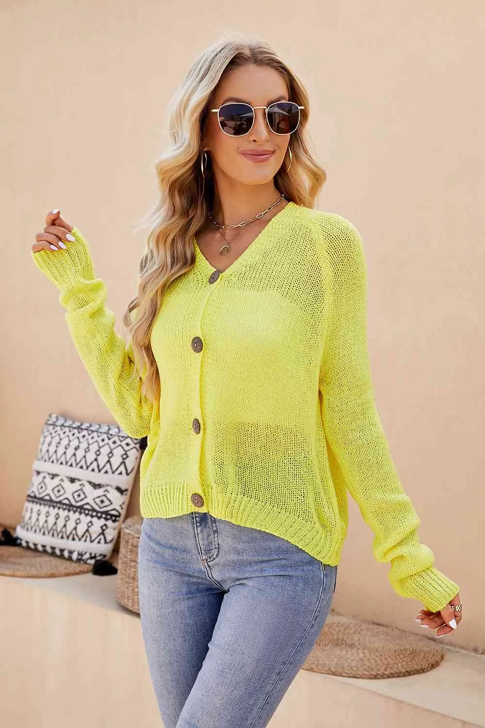 Button Up V-Neck Cardigan