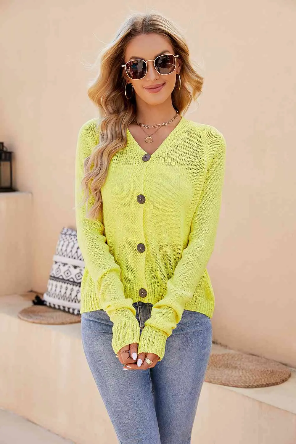 Button Up V-Neck Cardigan