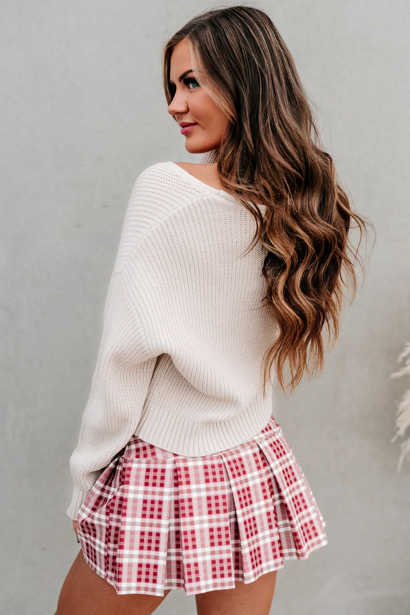 Callahan Double Breasted Drop Shoulder Knit Cardigan (Beige)