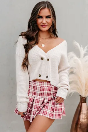 Callahan Double Breasted Drop Shoulder Knit Cardigan (Beige)
