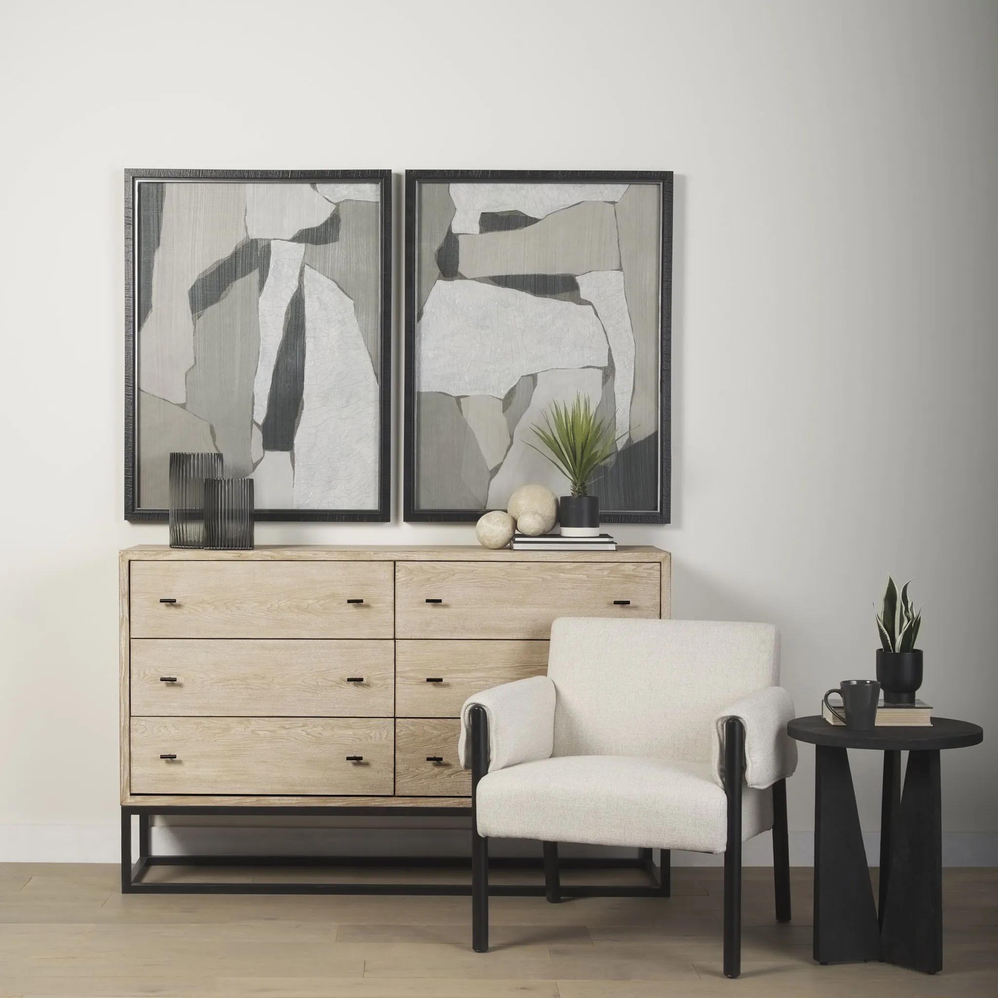Carina Whitewashed and Metal Frame Sideboard
