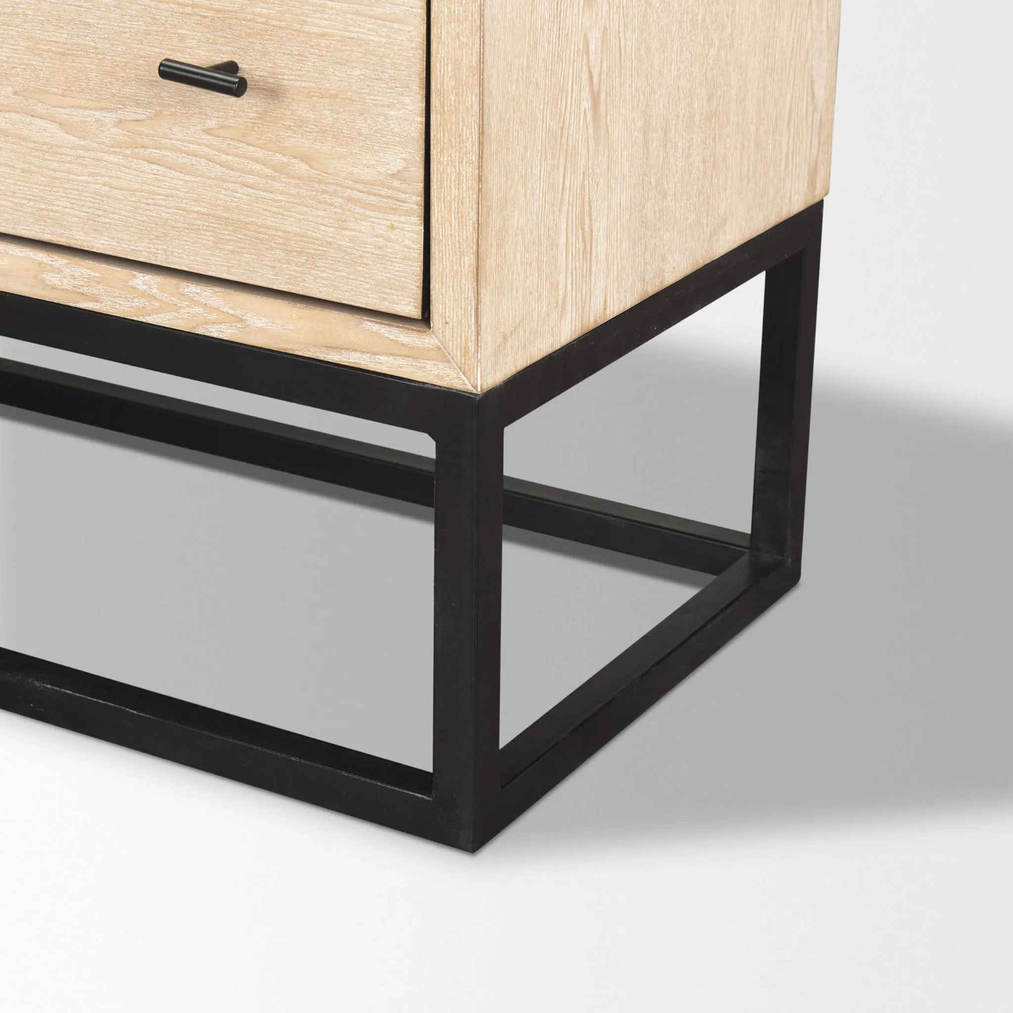 Carina Whitewashed and Metal Frame Sideboard