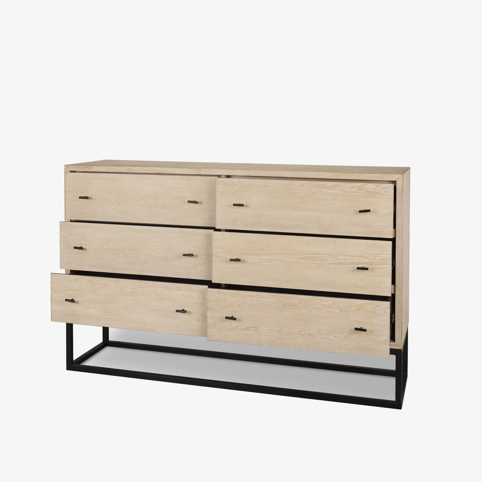 Carina Whitewashed and Metal Frame Sideboard