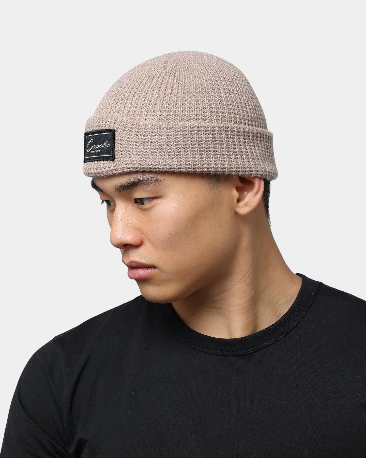Carré Script Waffle Beanie Stone