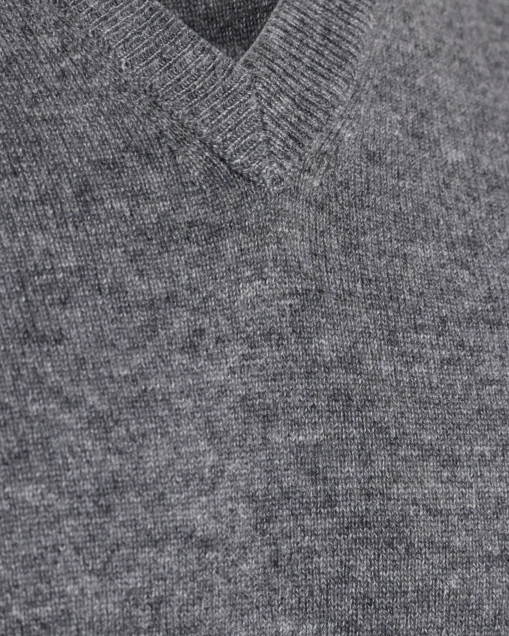 Charcoal Cashmere V-Neck Sweater