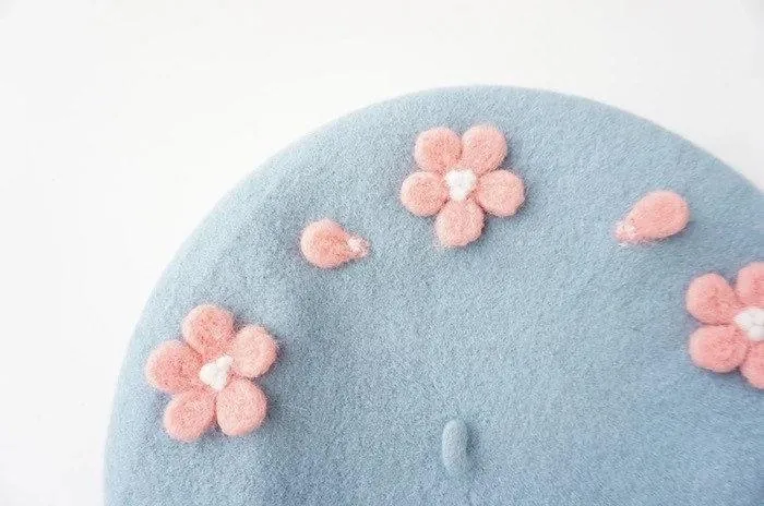 Cherry Blossom Beret Hat for Women and Kids
