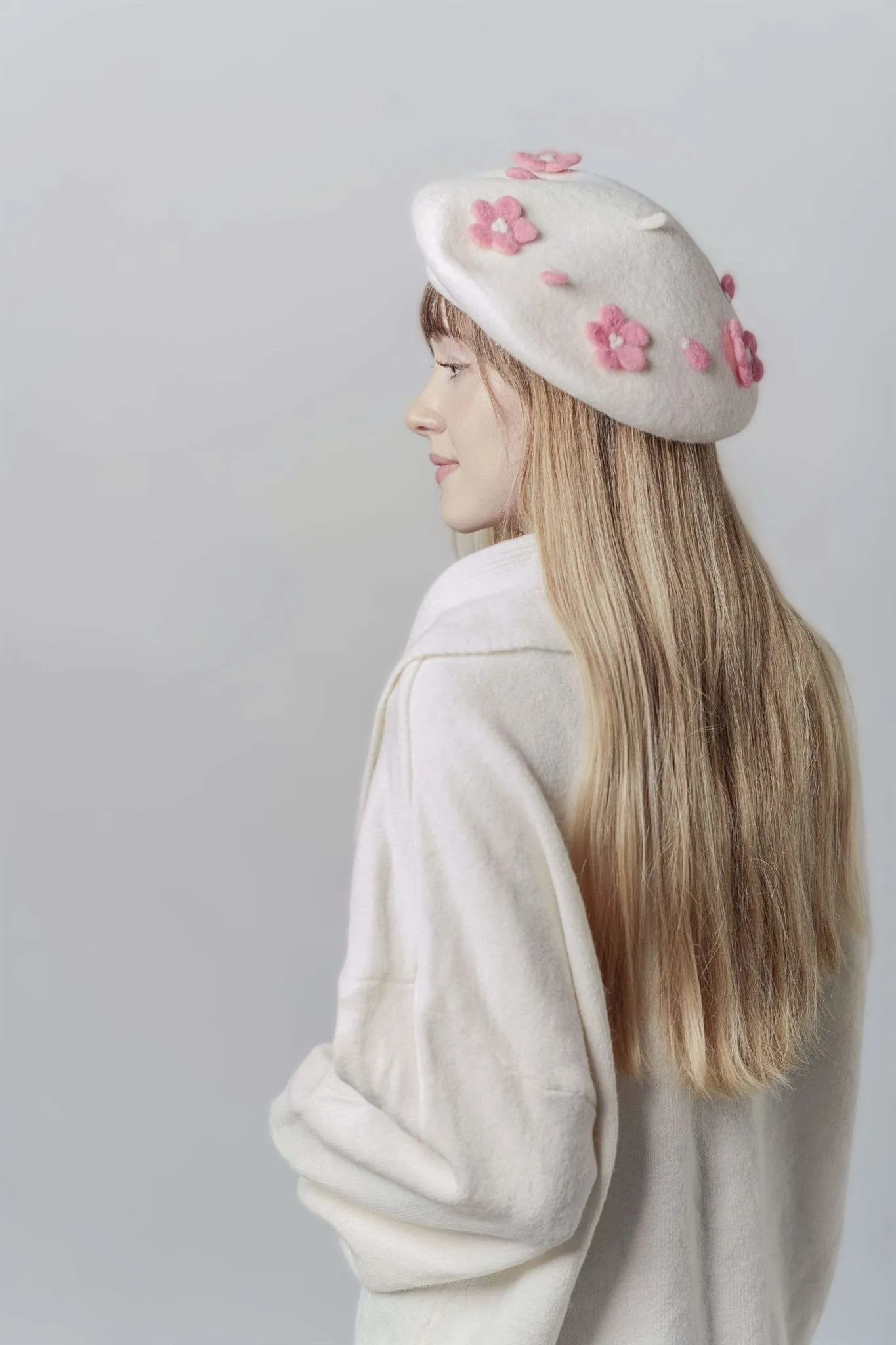 Cherry Blossom Beret Hat for Women and Kids