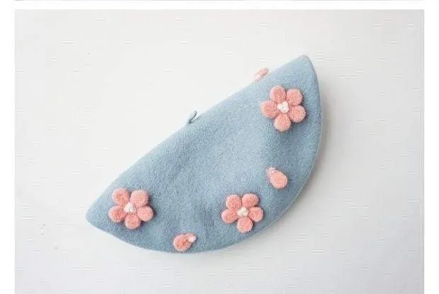 Cherry Blossom Beret Hat for Women and Kids