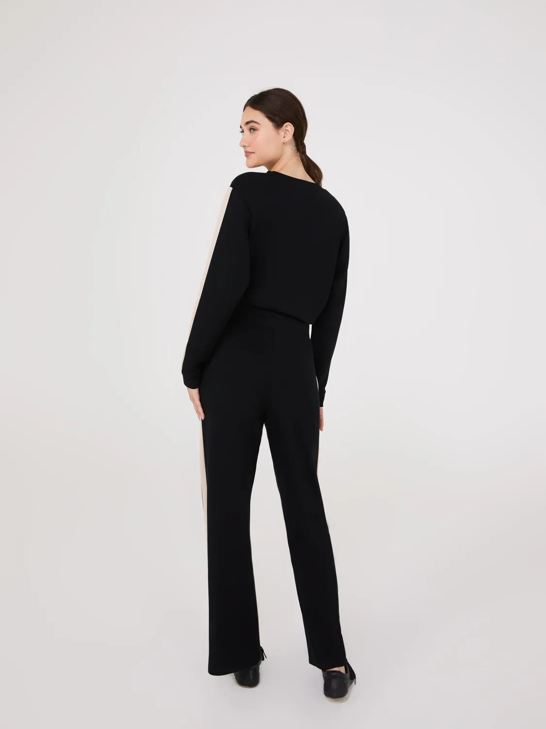 Contrast Stripe Cloud Fleece Wide-Leg Pants