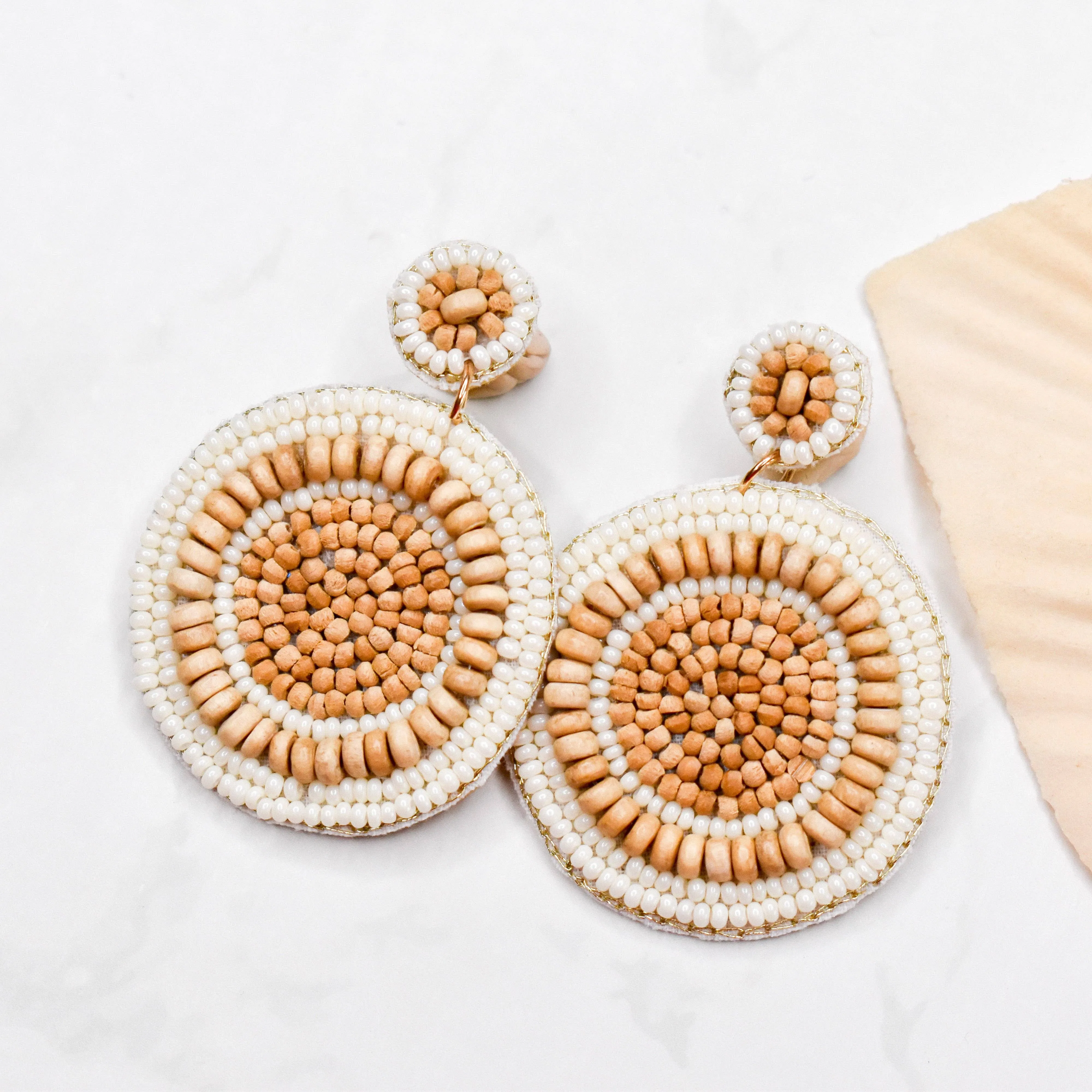 Cream and Wood Disc Drops