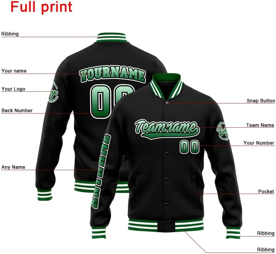 Custom Varsity Jacket for Men Women and Youth with Personalized Letterman Jacket Printed Name, Number and Logo