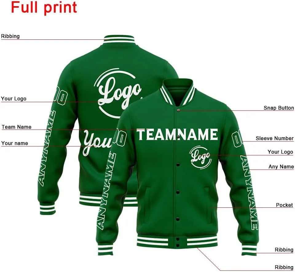 Custom Varsity Jacket for Men Women and Youth with Personalized Letterman Jacket Printed Name, Number and Logo