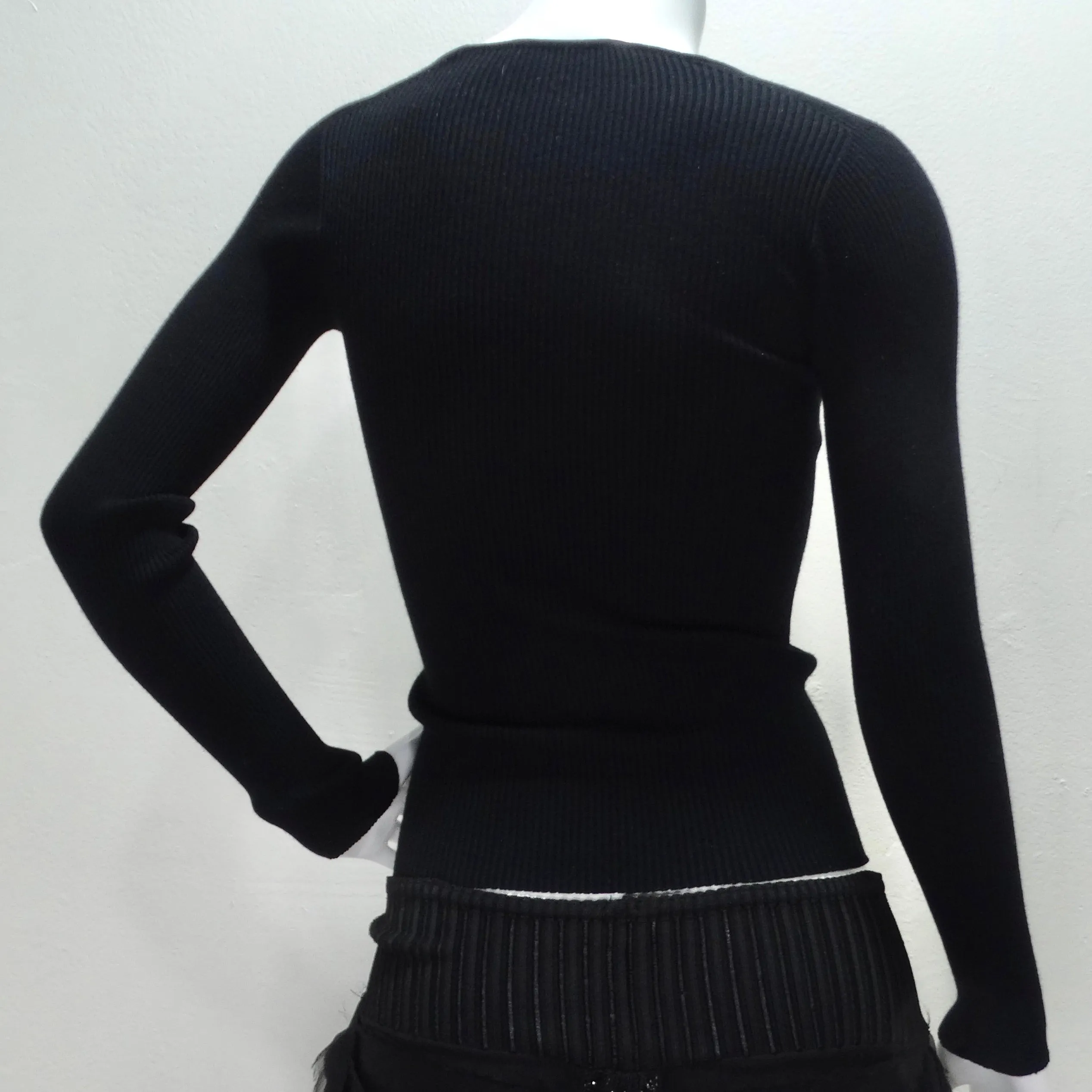 Dolce & Gabbana Black Knit Lace Button Up Cardigan