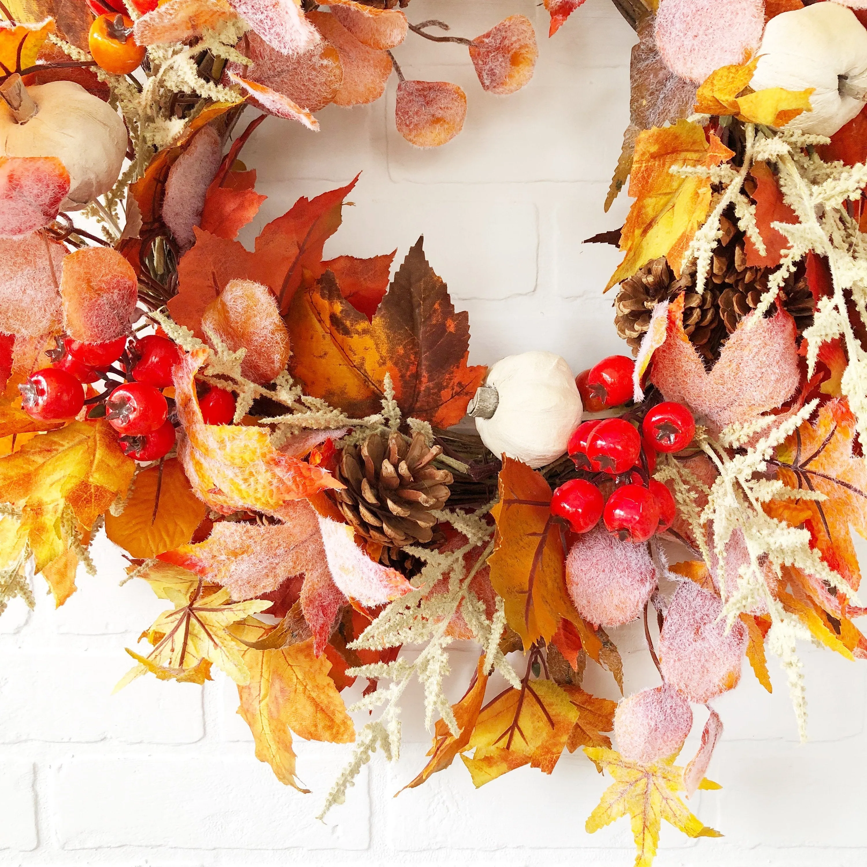 Fall Maple Leaf and Berry Wreath for Front Door