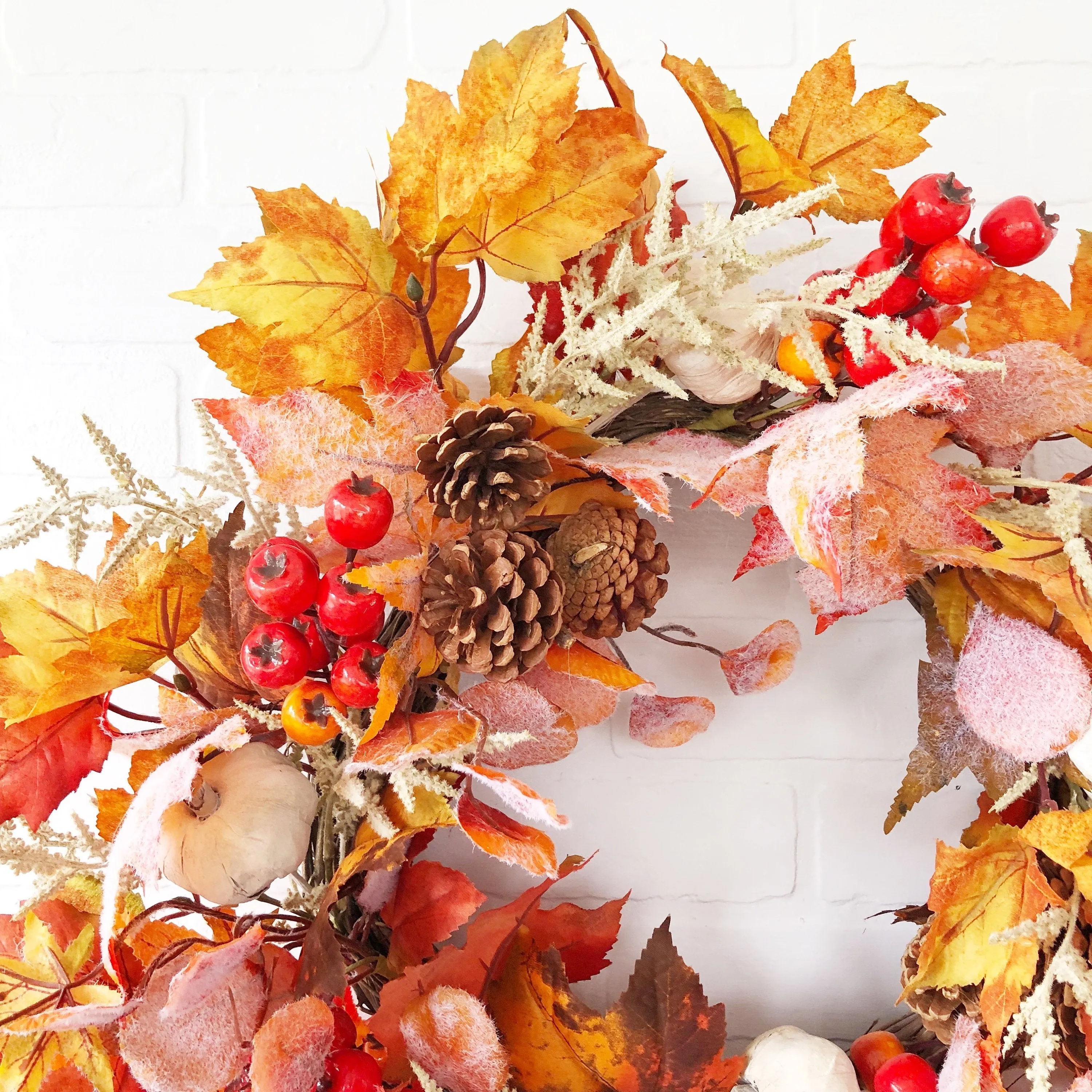 Fall Maple Leaf and Berry Wreath for Front Door