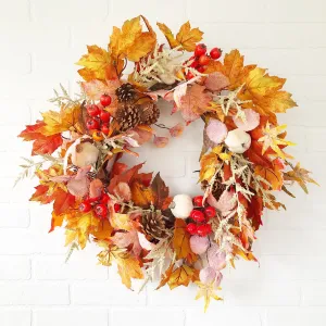 Fall Maple Leaf and Berry Wreath for Front Door