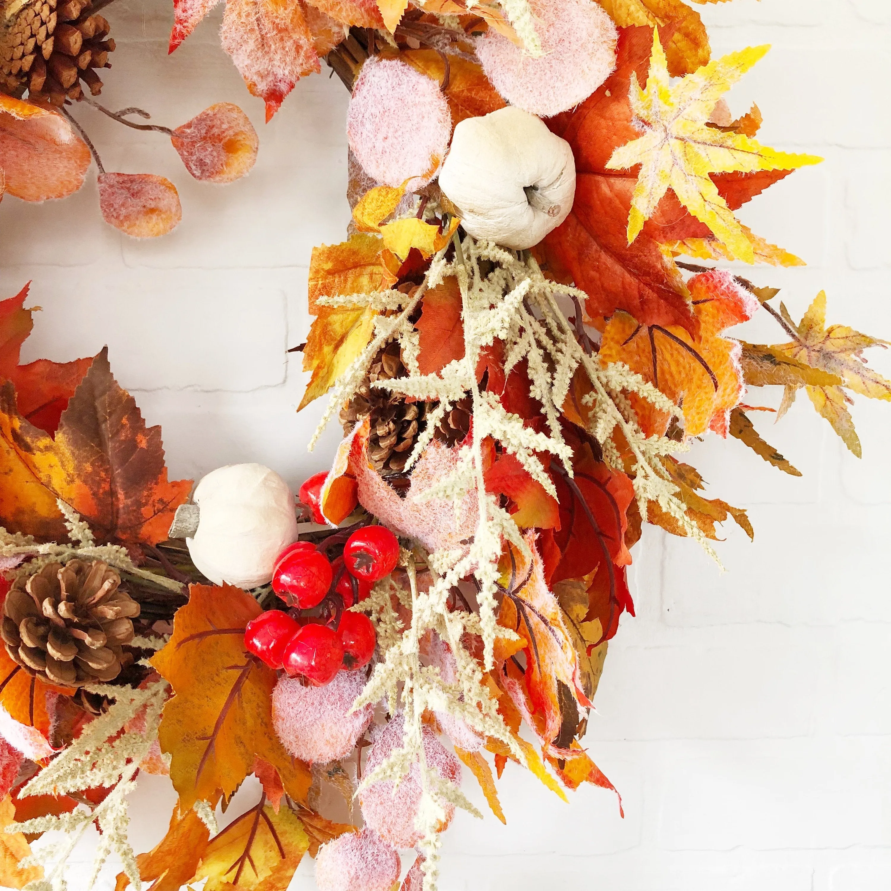 Fall Maple Leaf and Berry Wreath for Front Door
