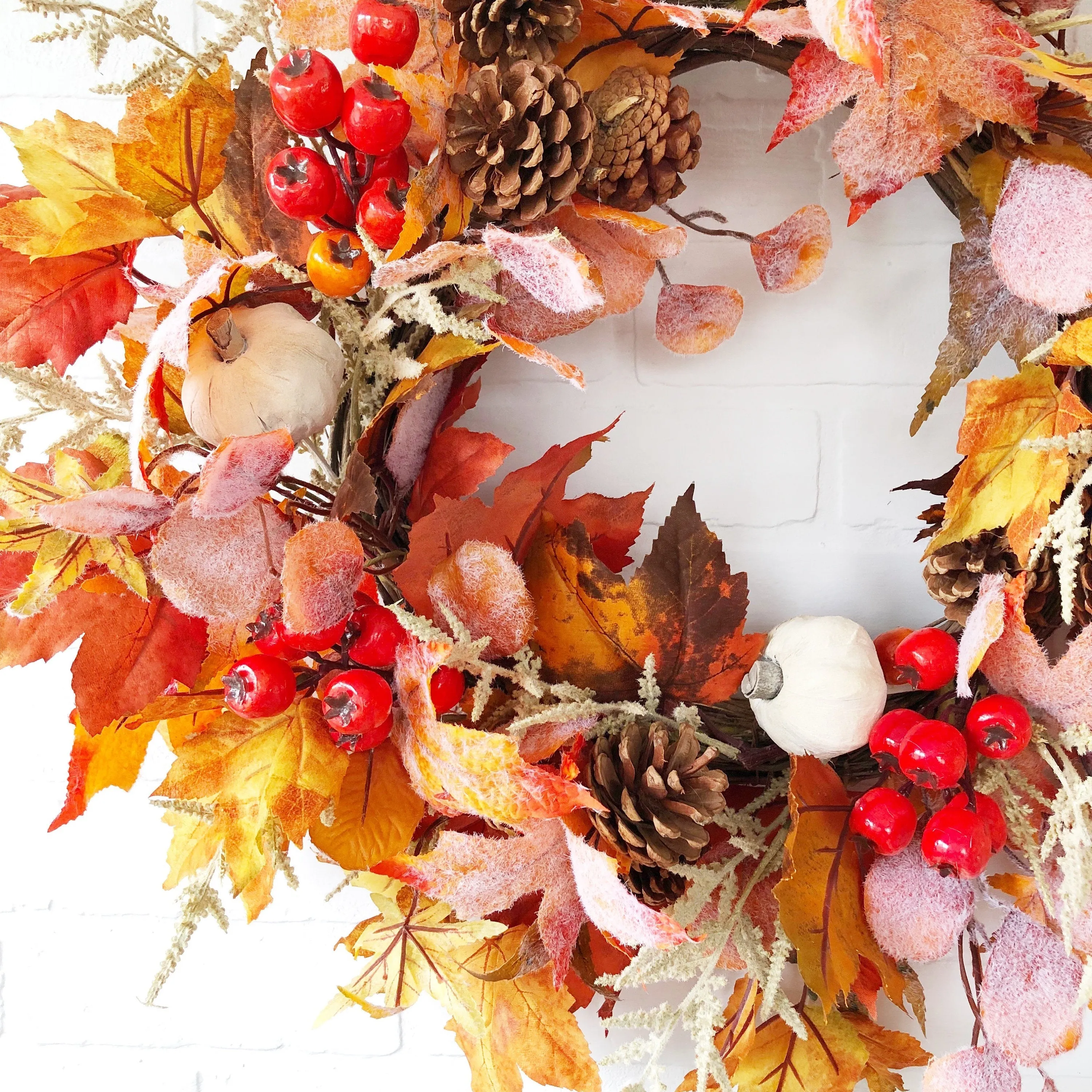Fall Maple Leaf and Berry Wreath for Front Door