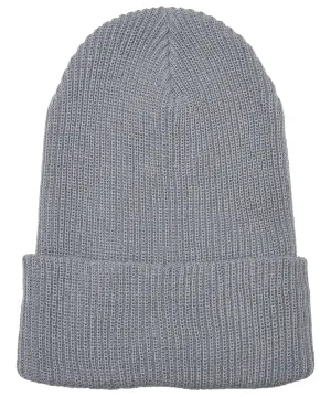 Grey - Recycled yarn ribbed knit beanie (1504RY)