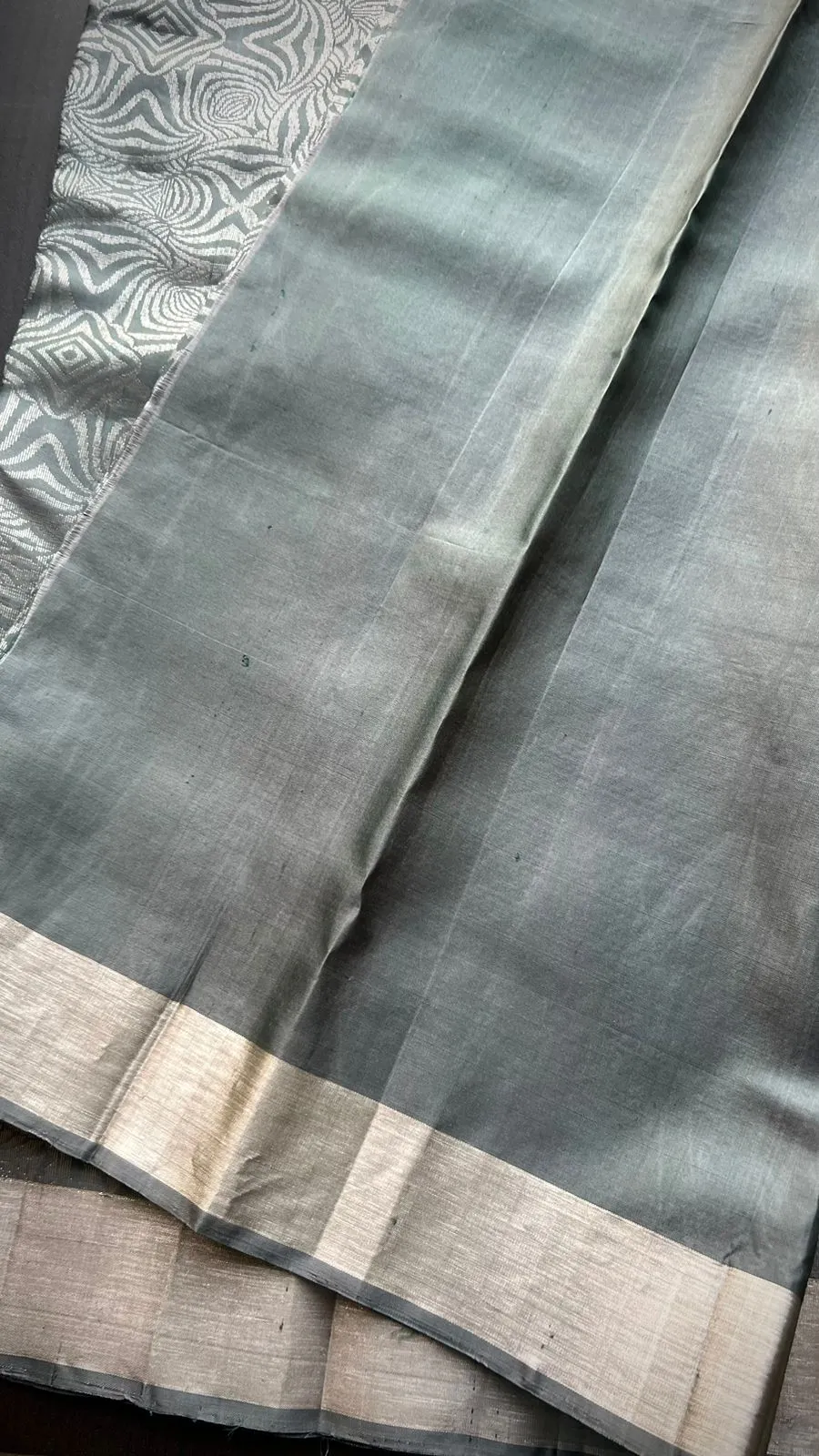 Grey silver kanjivaram silk saree with blouse