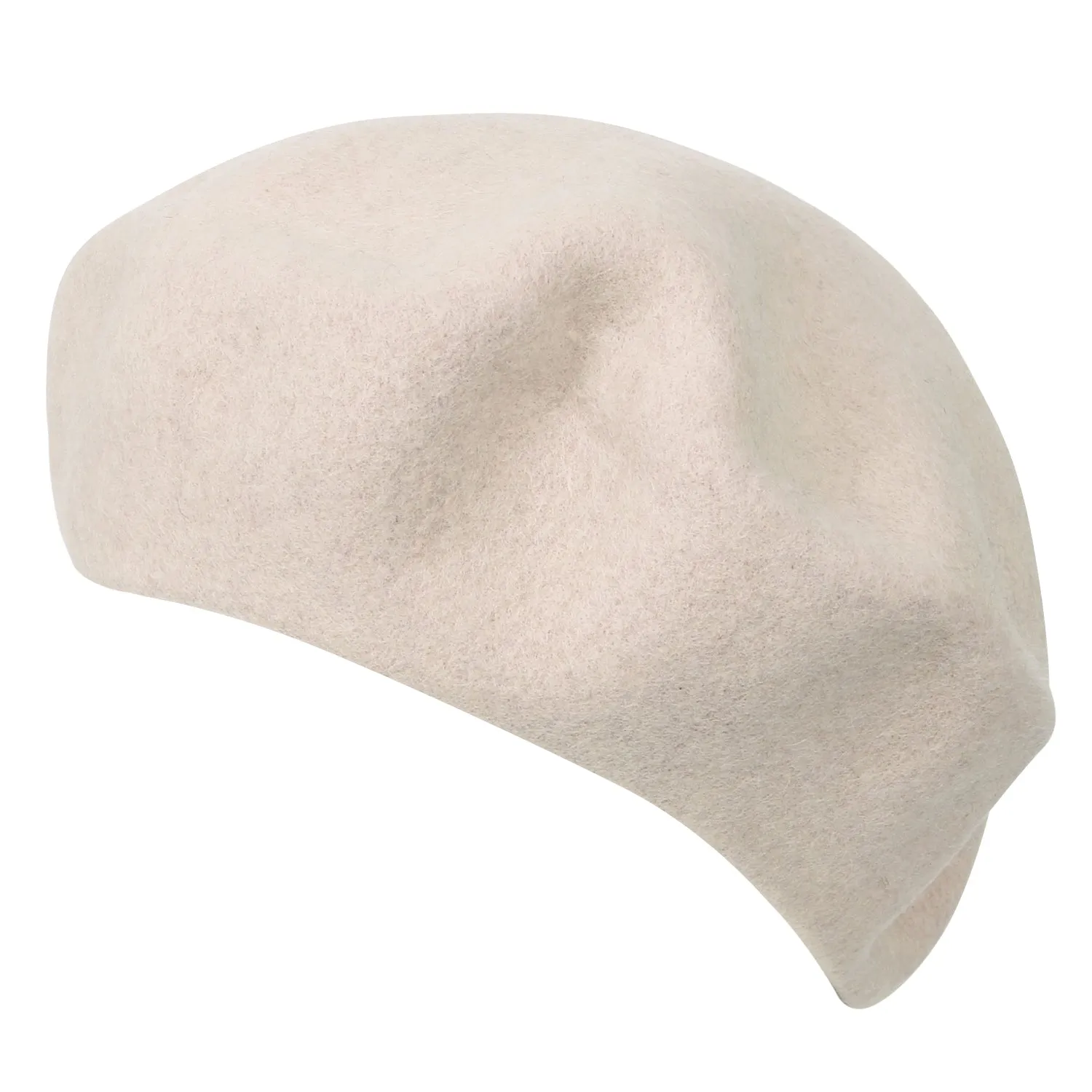 ililily Solid Color Wool Blended French Beret Furry Artist Flat Winter Hat