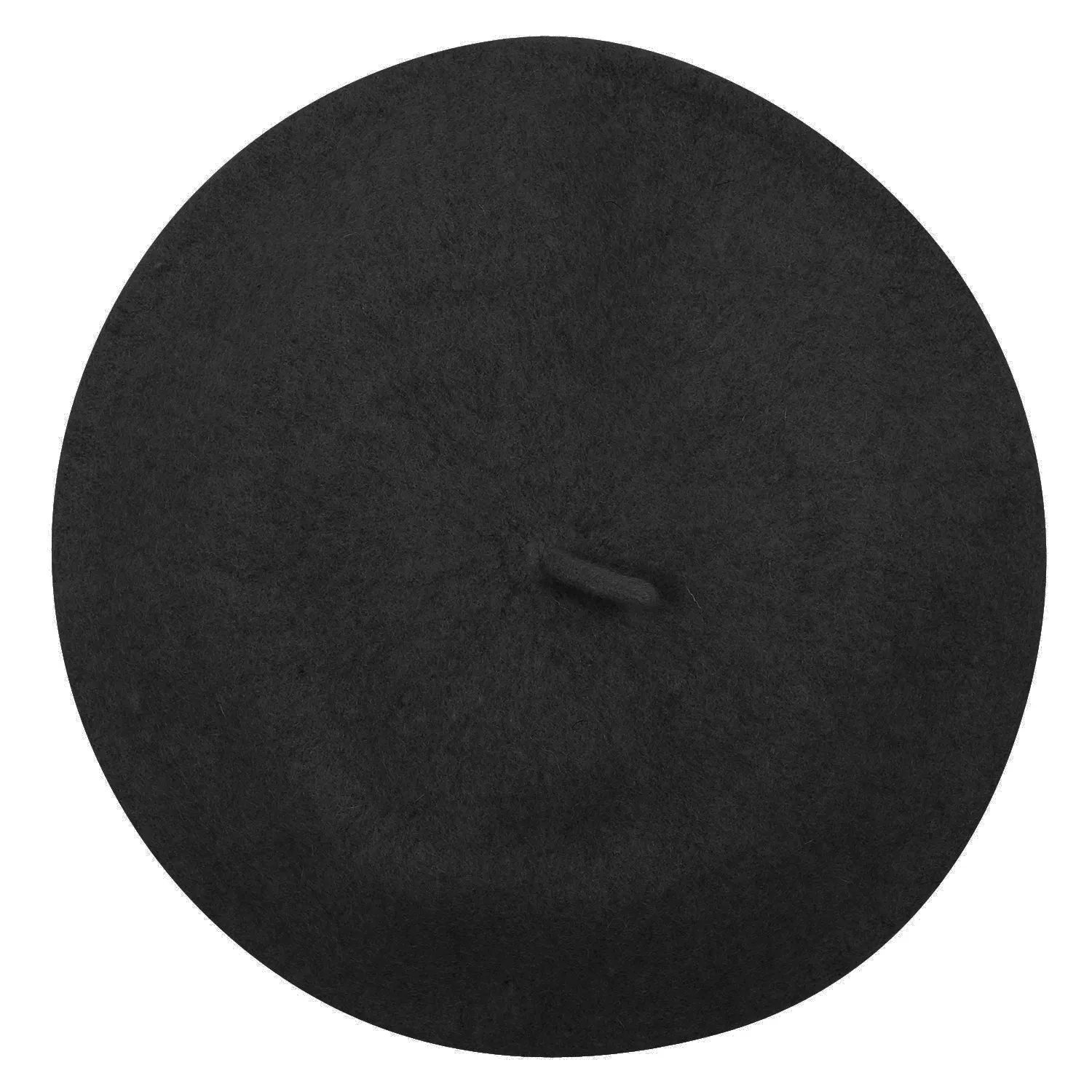 ililily Solid Color Wool Blended French Beret Furry Artist Flat Winter Hat