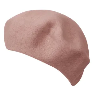 ililily Solid Color Wool Blended French Beret Furry Artist Flat Winter Hat