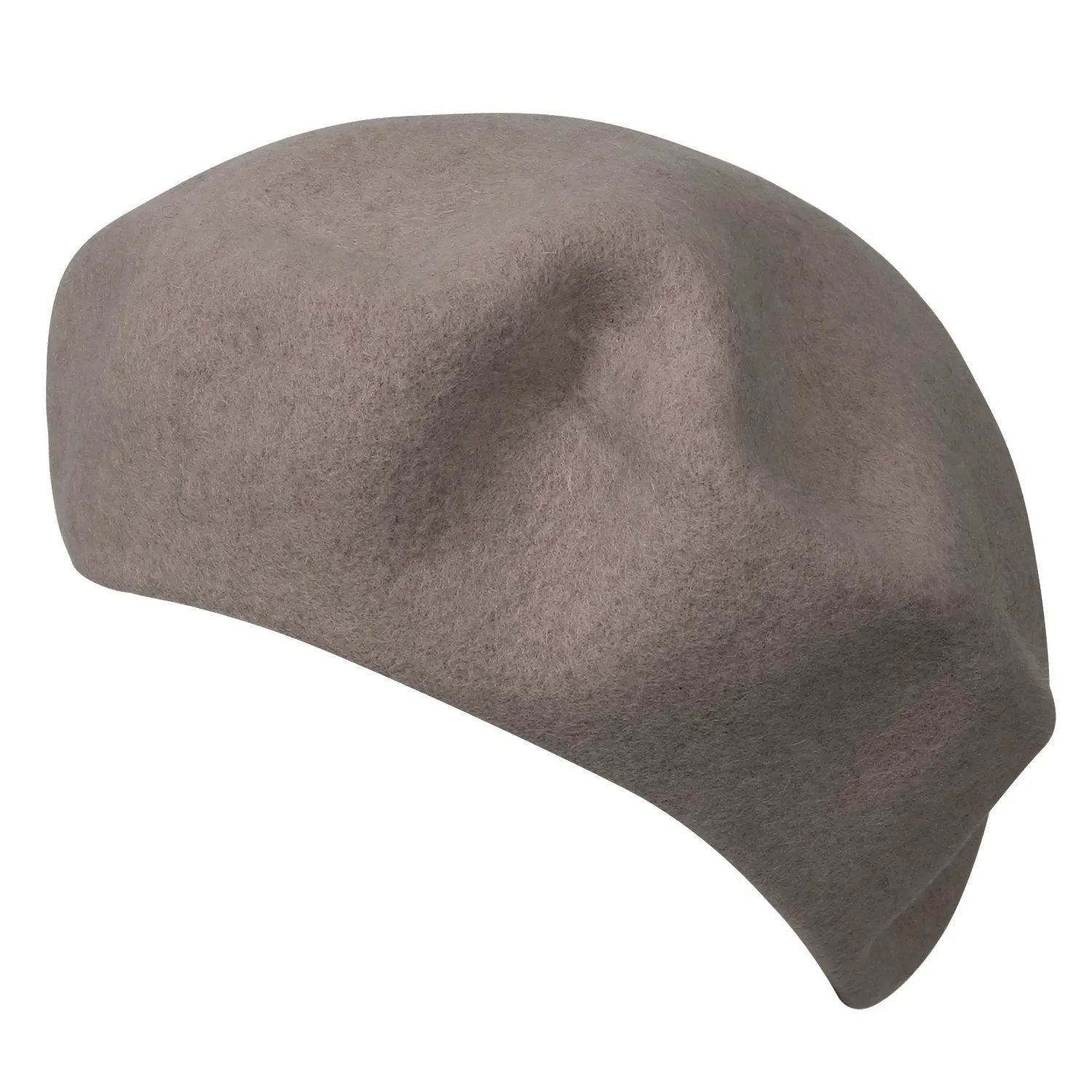 ililily Solid Color Wool Blended French Beret Furry Artist Flat Winter Hat