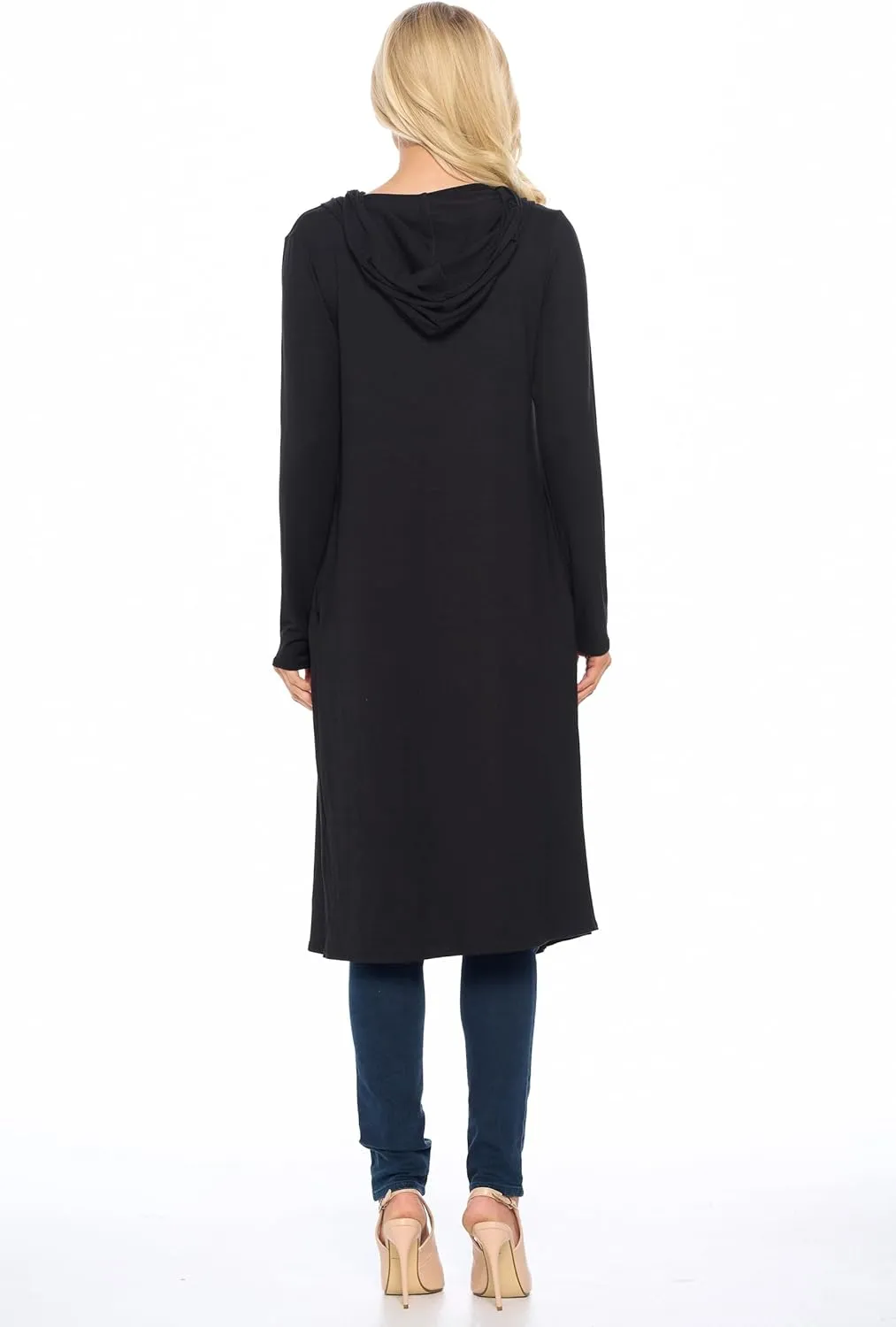 Isaac Liev Women's Hooded Cardigans Maxi Long Duster Lightweight Hoodie Extra Long Open Front Women Trendy Cardigan with Hood