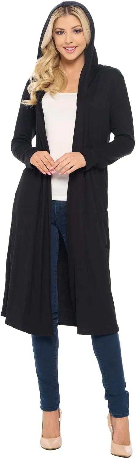 Isaac Liev Women's Hooded Cardigans Maxi Long Duster Lightweight Hoodie Extra Long Open Front Women Trendy Cardigan with Hood