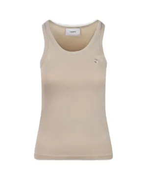 Knitted Lightweight Logo Tank Top / Beige