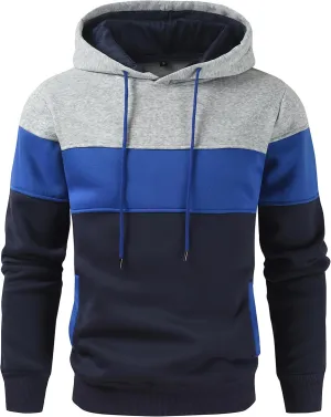 Men's Novelty Color Block Pullover Hoodie Casual Fleece Long Sleeve Hooded Sweatshirt