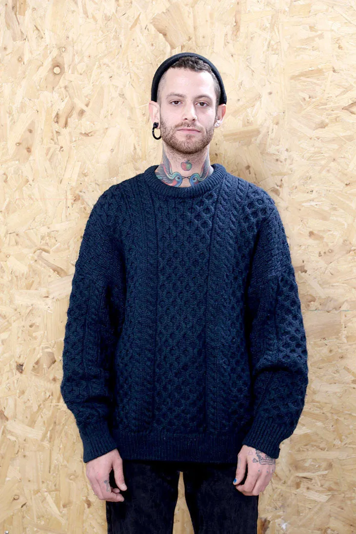 Navy Blue Fishermans Jumper