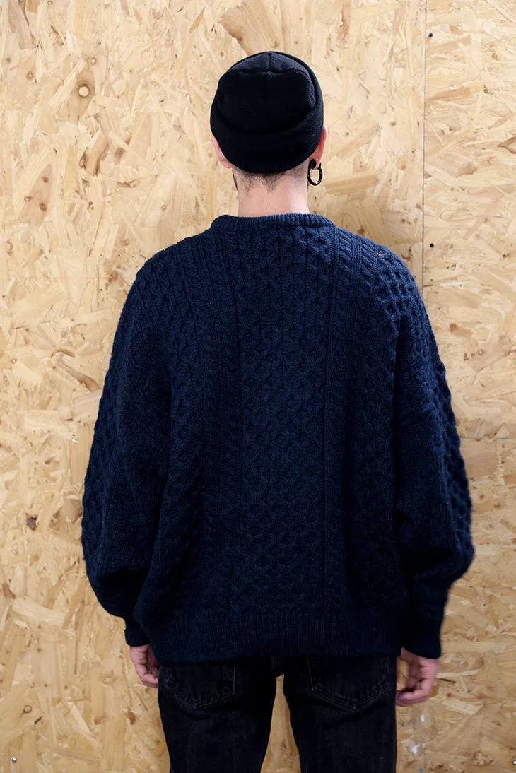 Navy Blue Fishermans Jumper