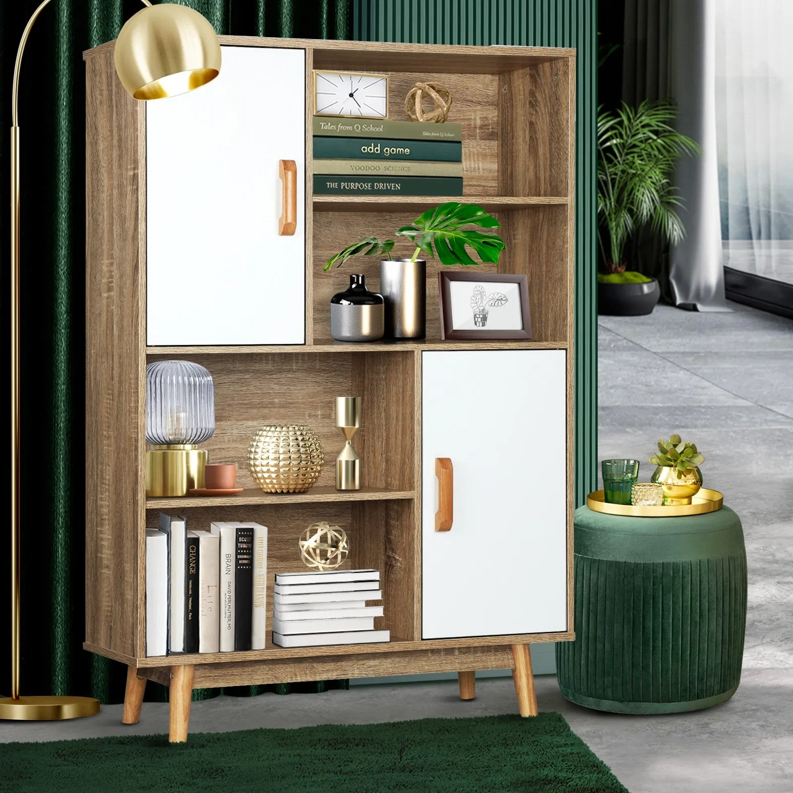 Oikiture Bookshelf Display Shelf Storage Cabinet Bookcase Stand Organiser Wooden