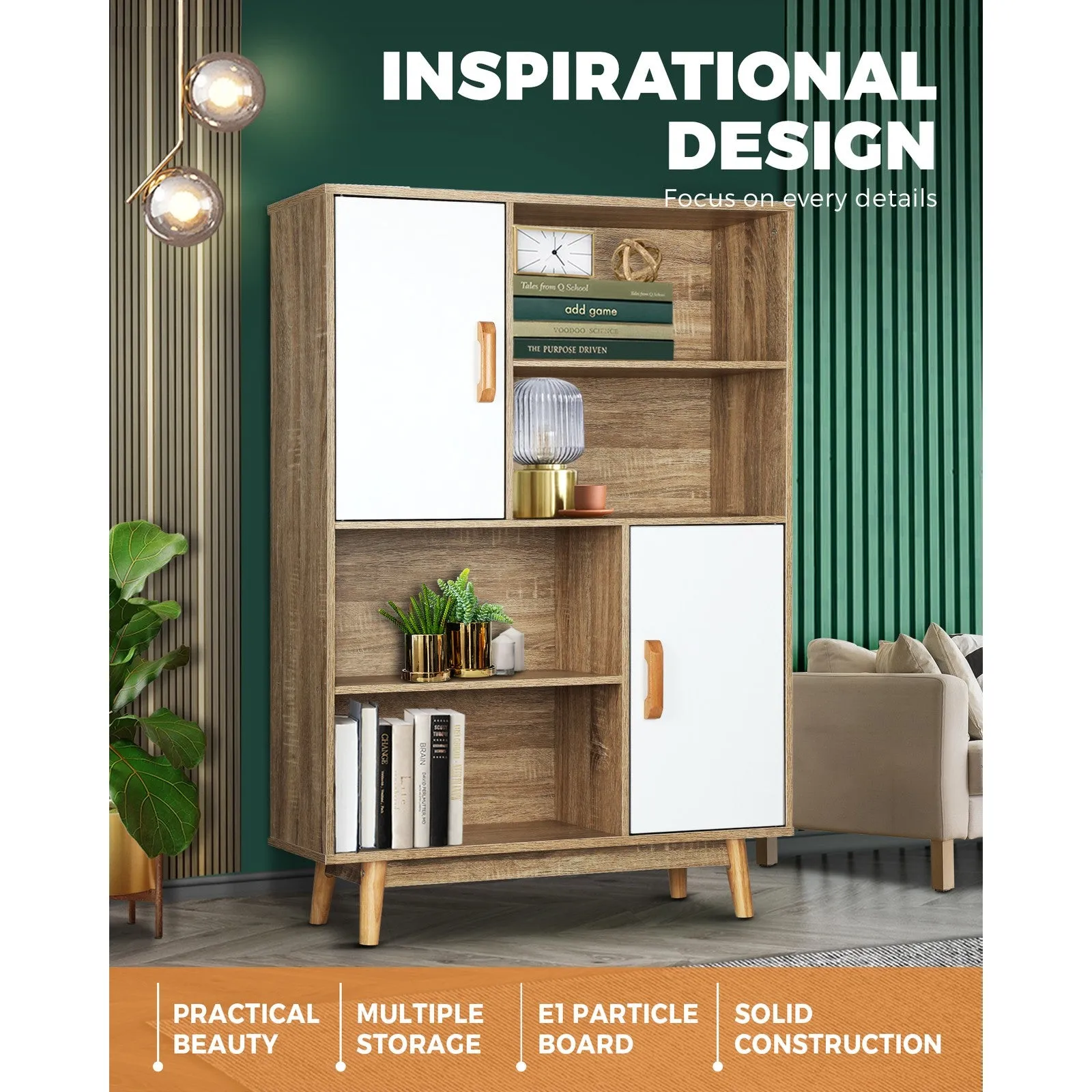 Oikiture Bookshelf Display Shelf Storage Cabinet Bookcase Stand Organiser Wooden